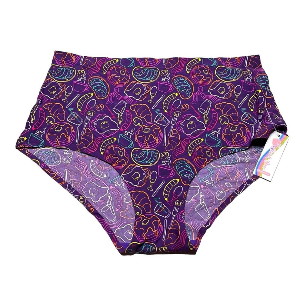 Cheek Boss Brief Panty Breakfast Food Size 2XL
